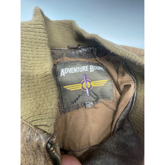 vintage adventure bound leather jacket aviator's brown Harley Davidson L READ - Picture 3 of 8